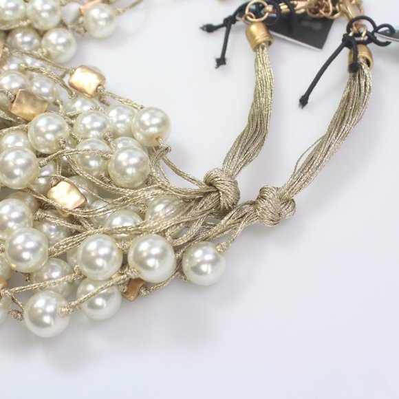 Gold Thread Glass Pearl Necklace - Picture 3 of 6